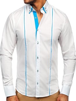 Biela pánska elegantná košeľa s dlhými rukávmi BOLF 4744