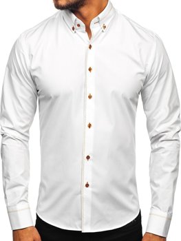 Biela pánska elegantná košeľa s dlhými rukávmi Bolf 6964