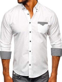 Biela pánska elegantná košeľa s dlhými rukávmi Bolf Bolf 4711