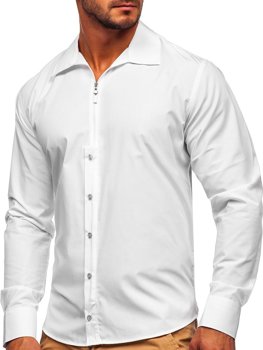 Biela pánska košeľa s dlhými rukávmi Bolf 20702