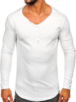 Biele pánske tričko s dlhými rukávmi Bolf 5059A