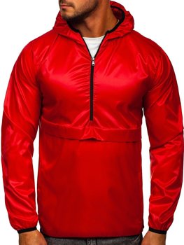 Červená pánska športová prechodná bunda s kapucňou Bolf 5061