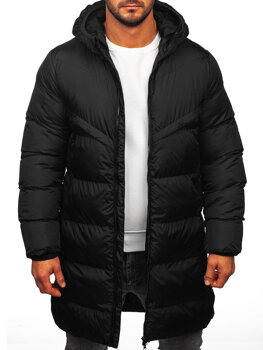 Čierna, dlhá pánska zimná bunda Bolf CS1007