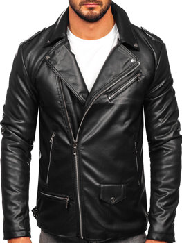 Čierna pánska koženková bunda tzv. sidovka Bolf 11Z8014