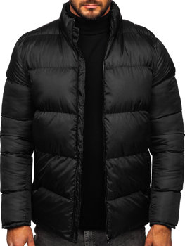 Čierna pánska prešívaná zimná bunda Bolf 0025