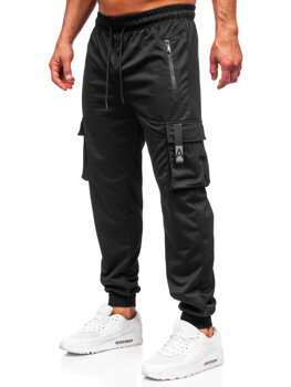 Čierne pánske teplákové jogger nohavice s cargo vreckami Bolf JX6362