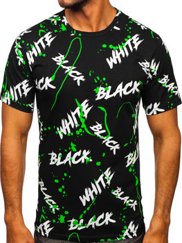 Čierno-zelené pánske tričko s potlačou Bolf 14939