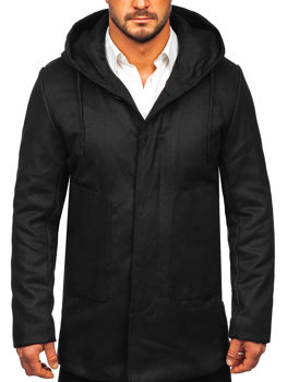 Čierny pánsky zimný kabát s kapucňou Bolf 79B3-197