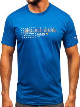 Niebieski bawełniany t-shirt męski Denley 14732