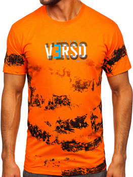 Oranžové pánske bavlnené tričko Bolf 14723