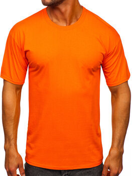 Oranžové pánske bavlnené tričko bez potlače Bolf B459