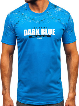 Pánske bavlnené tričko v blankytne modrej farbe Bolf 14725