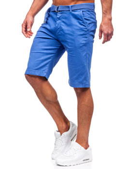 Pánske látkové šortky s opaskom v indigovej modrej farbe Bolf 0010