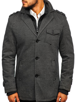 Sivý pánsky zimný kabát Bolf 88801