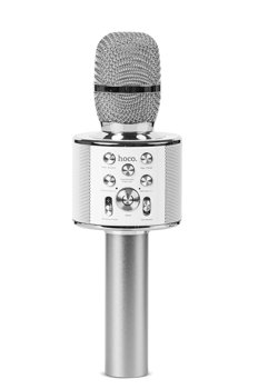 Strieborný bluetooth karaoke mikrofón BK3