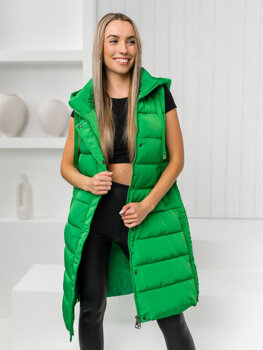 Zelená, dlhá dámska prešívaná vesta Bolf MY6315