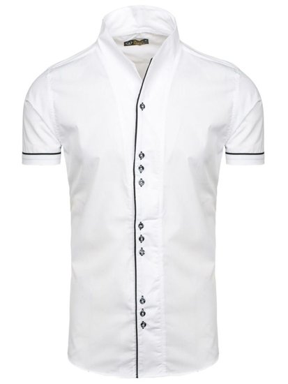 Biela pánska košeľa s krátkymi rukávmi Bolf 5518