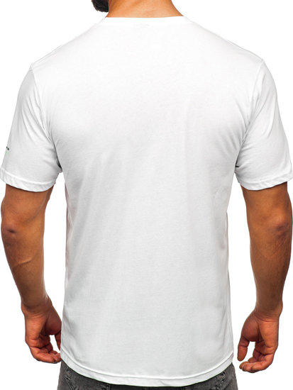 Biele pánske bavlnené tričko s potlačou Bolf 14740