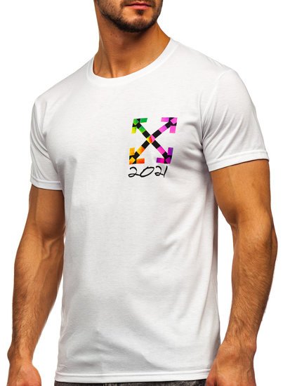 Biele pánske tričko s potlačou Bolf KS2513