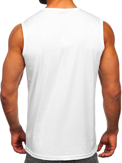 Biele pánske tričko/tielko Tank Top s potlačou Bolf 14806