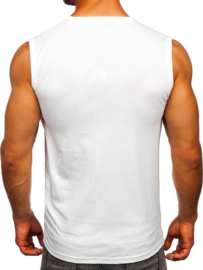 Biele pánske tričko/tielko Tank Top s potlačou Bolf 14817