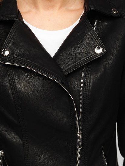 Čierna dámska koženková bunda tzv. sidovka Bolf R210