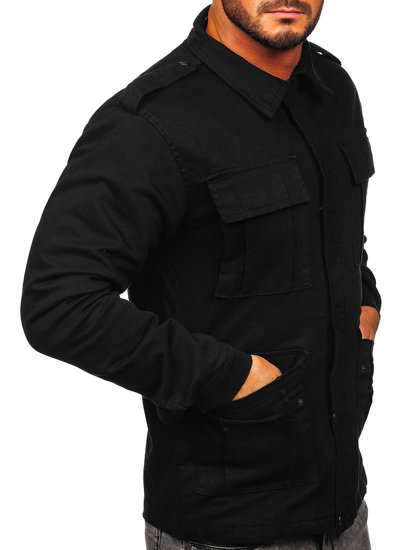 Čierna pánska bavlnená prechodná bunda Bolf 10290