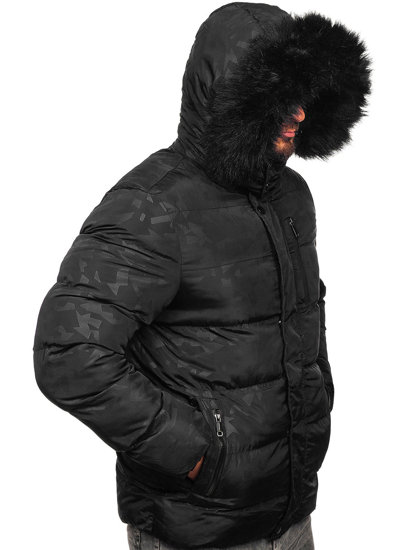 Čierna pánska prešívaná zimná bunda Bolf 27M8109