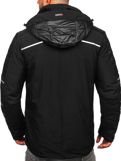 Čierna pánska softshellová zimná bunda BOLF K33