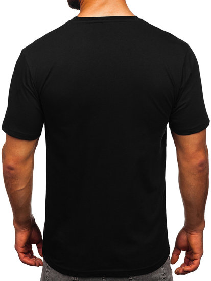 Čierne pánske bavlnené tričko s potlačou Bolf 14748