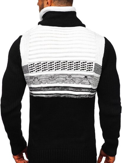 Čierný hrubý pánsky sveter zo stojačikom Bolf 2020