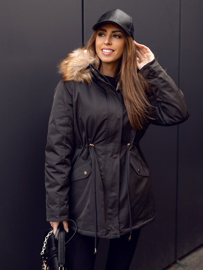 Khaki dámska zimná bunda parka s kapucňou Bolf B532