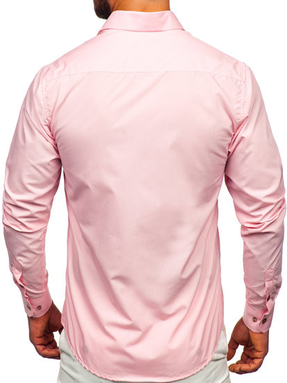 Ružová pánska elegantná košeľa s dlhými rukávmi Bolf 6944