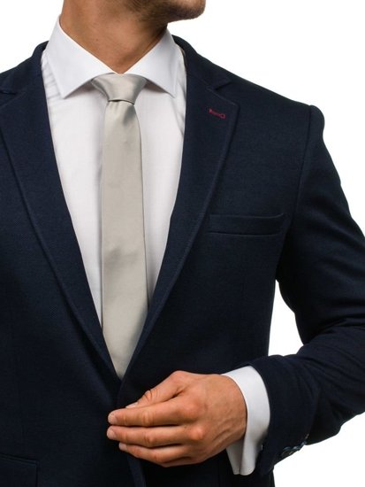 Sivá úzka pánska elegantná kravata Bolf K001