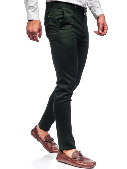 Zelené pánske látkové chino nohavice Bolf 0015
