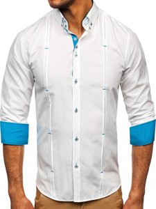 Biela pánska košeľa s dlhými rukávmi Bolf 20725