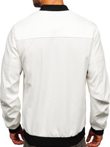 Biela pánska koženková bunda Bolf 7110