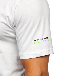 Biele pánske bavlnené tričko s potlačou Bolf 14740