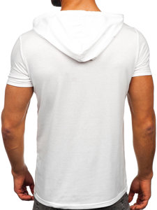 Biele pánske tričko s kapucňou a potlačou Bolf 8T203