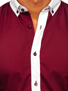 Bordová pánska elegantná košeľa s dlhými rukávmi Bolf 21750