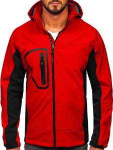 Červená pánska softshellová bunda Bolf T019