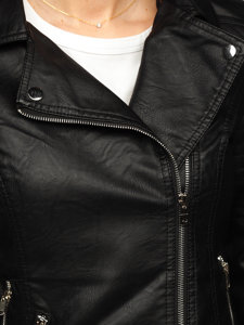 Čierna dámska koženková bunda tzv. sidovka Bolf B0112