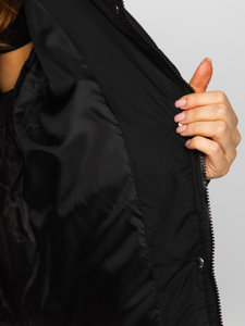 Čierna dámska prešívaná zimná bunda s kapucňou Bolf 5M3117