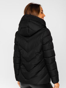 Čierna dámska prešívaná zimná bunda s kapucňou Bolf 5M725