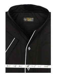 Čierna pánska košeľa s krátkymi rukávmi Bolf 5518
