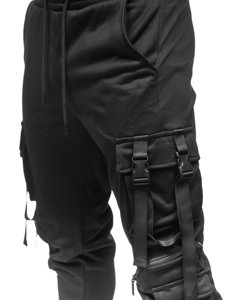Čierne pánske teplákové jogger nohavice s cargo vreckami Bolf HS7173