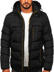 Czarna pikowana kurtka męska zimowa Denley 7M806