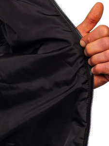 Khaki pánska prešívaná vesta s kapucňou Bolf 7106
