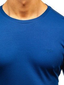 Kráľovské modré pánske tričko s dlhými rukávmi bez potlače Bolf 145359