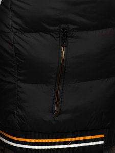 Pánska obojstranná hrubá prešívaná vesta s kapucňou vo farebnej kombinácií čiernej a ťavej srsti Bolf 7127